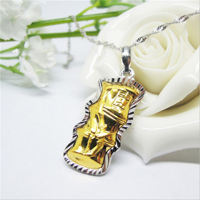 竹報平安項墜 千足銀鑲嵌千足金的典雅之選