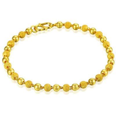 明牌珠寶999千足金“愛滿溢”磨砂拋光圓珠手鏈 東方購物精選